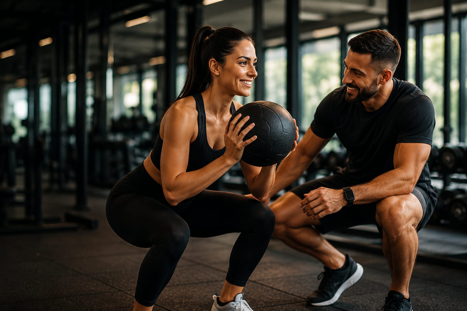 Personal trainer treinando aluna em Brasília